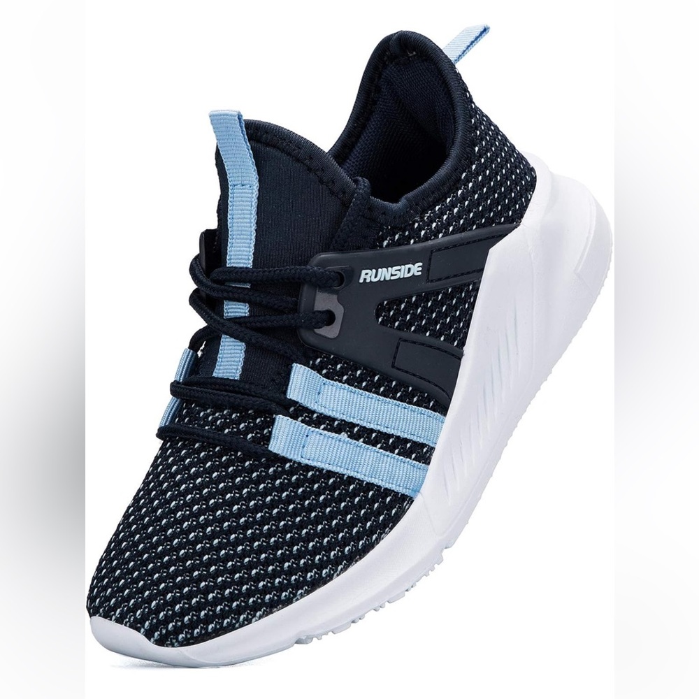 RUNSIDE Kids Sneakers Lace-up Running Tennis Athletic Shoes Navy 9